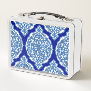 Luxury white-blue, Turkish ornament. Metal Lunch Box
