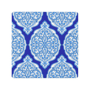 Luxury white-blue, Turkish ornament. Metal Print