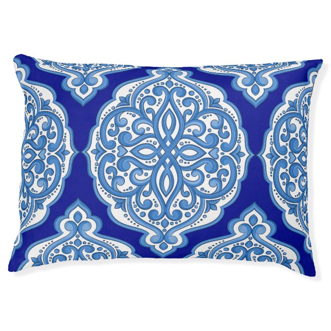 Luxury white-blue, Turkish ornament. Pet Bed (Front)