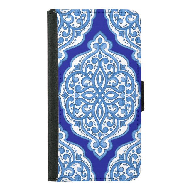 Luxury white-blue, Turkish ornament. Samsung Galaxy Wallet Case (Front)