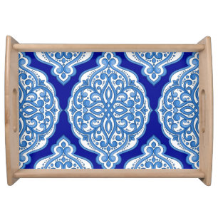 Luxury white-blue, Turkish ornament. Serving Tray