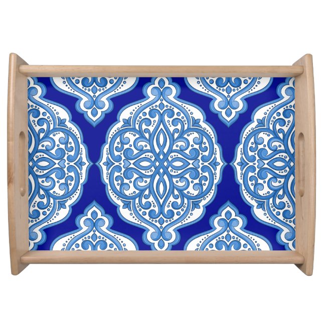 Luxury white-blue, Turkish ornament. Serving Tray (Front)