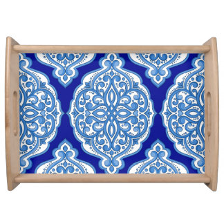 Luxury white-blue, Turkish ornament. Serving Tray