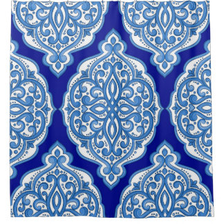 Luxury white-blue, Turkish ornament. Shower Curtain