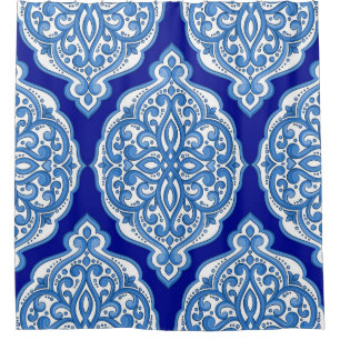 Luxury white-blue, Turkish ornament. Shower Curtain