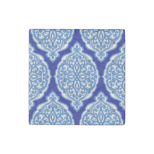 Luxury white-blue, Turkish ornament. Stone Magnet