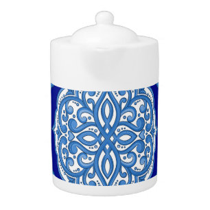Luxury white-blue, Turkish ornament. Teapot