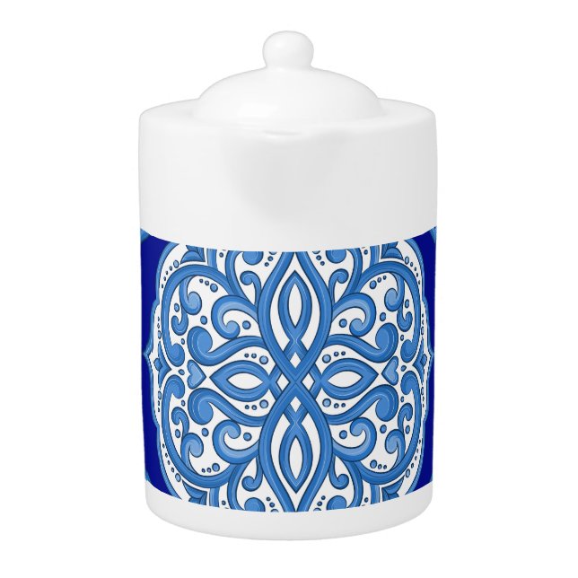 Luxury white-blue, Turkish ornament. Teapot (Front)