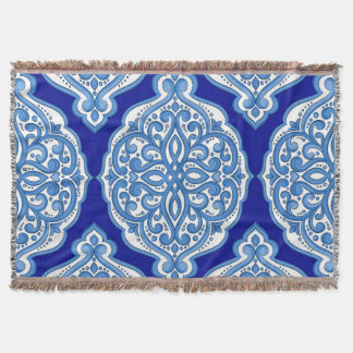 Luxury white-blue, Turkish ornament. Throw Blanket