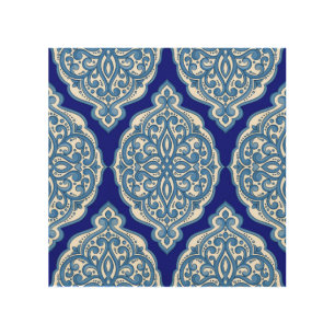 Luxury white-blue, Turkish ornament. Wood Wall Art
