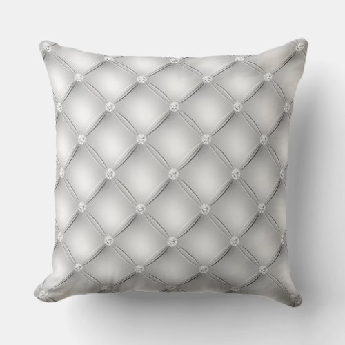 Luxury White Diamond Tufted Pattern Throw Pillow