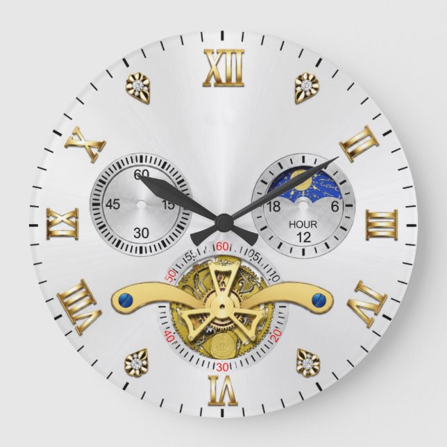 Luxury White Elegant Automatic  Large Clock (Front)
