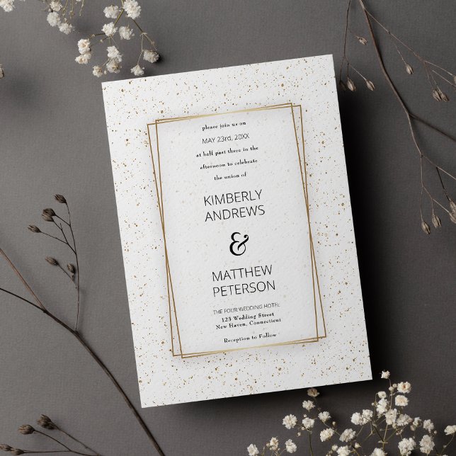 Luxury white glam gold glitter confetti Wedding Invitation (Luxury white glam gold glitter confetti Wedding )