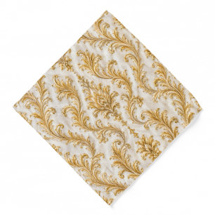 Luxury White & Gold Baroque Wedding Pocket Square Bandana