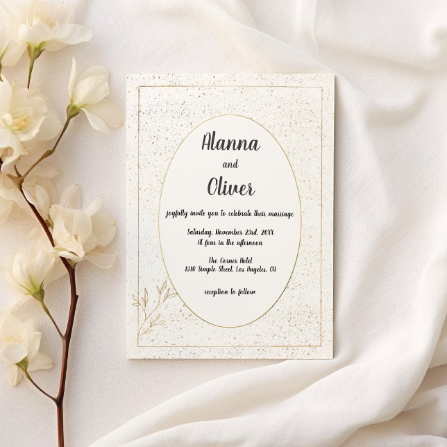 Luxury white gold confetti floral Wedding Invitation (Luxury white gold confetti floral Wedding )