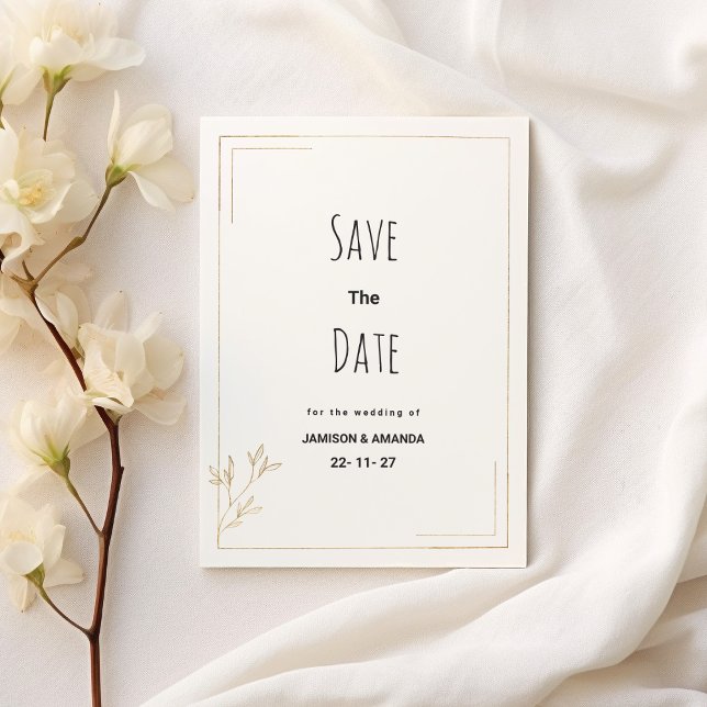 Luxury white gold geometric floral Save The Date Invitation (Luxury white gold geometric floral Save The Date )