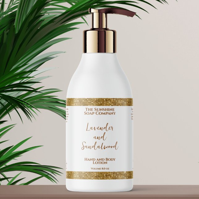 Luxury white & gold glitter cosmetics bottle label (Creator Uploaded)