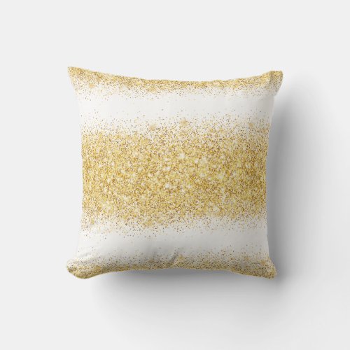 Luxury White Gold Glitter Throw Pillow