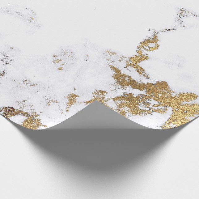 Luxury White Gold Gray Carrara Marble Stone VIP Wrapping Paper (Corner)