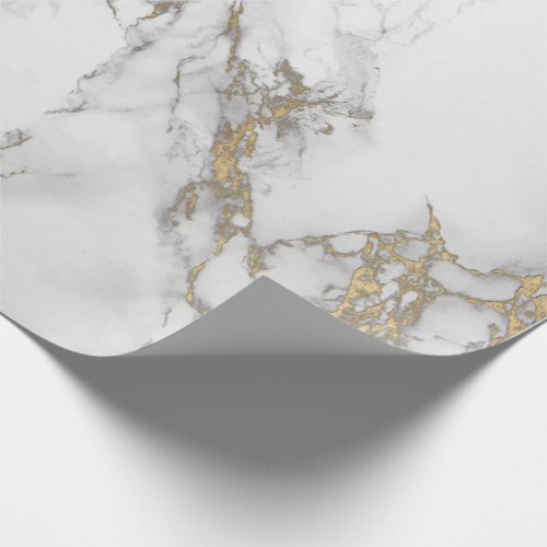 Luxury White Gold Gray Carrara Marble Stone VIP Wrapping Paper