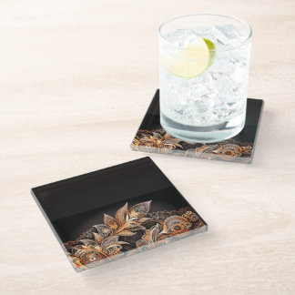 Luxury White & Gold Marble Coaster – Elegant Aesth
