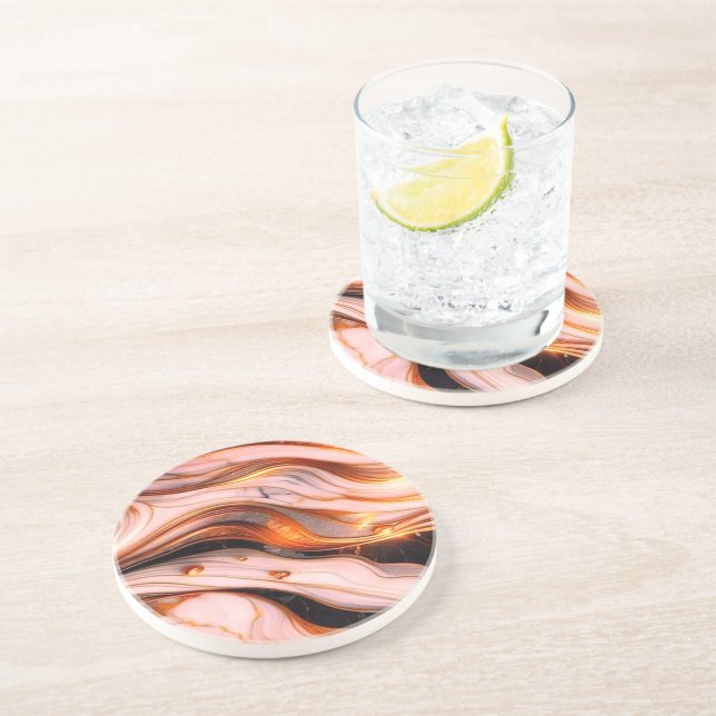 Luxury White & Gold Marble Coaster.gold marble coa Coaster (Side)