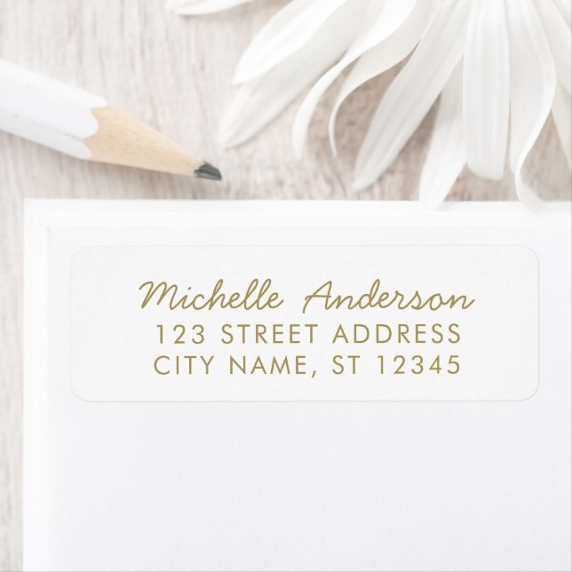 luxury White Gold Minimal Script  Return Address  Label (Insitu)