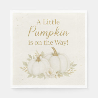 Luxury White & Gold Pumpkin Baby Shower Napkin