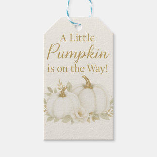 Luxury White & Gold Pumpkin Baby Shower Napkin Gift Tags