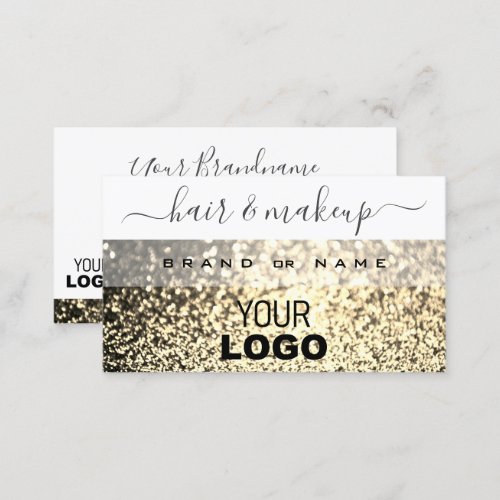 Luxury White Gold Sparkle Glitter Add Logo Elegant Business Card