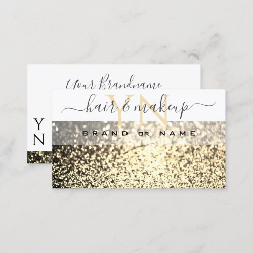 Luxury White Gold Sparkle Glitter Monogram Elegant Business Card