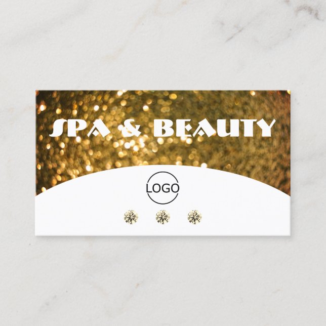 Luxury White Gold Sparkle Glitter Stylish Add Logo Business Card (Front)