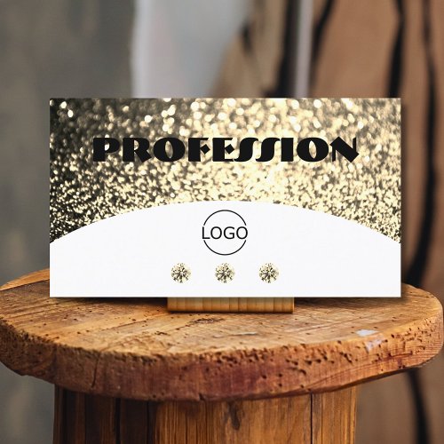 Luxury White Gold Sparkling Glitter Diamonds Logo Business Card