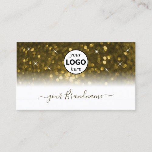 Luxury White Gold Sparkling Glitter Stars Add Logo Business Card