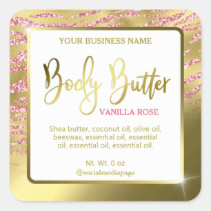 Luxury White Gold Zebra Print Body Butter Labels