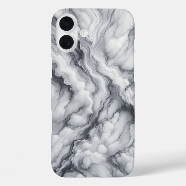 Luxury White & Grey Marble Case - Dramatic Flowing (Back)