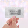 Luxury White Marble Agate Glam Silver Foil Business Card