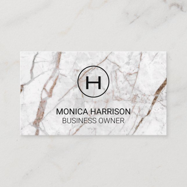Luxury White Marble Business Card (Front)