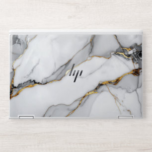 Luxury White Marble Gold Grey Black Kintsugi Textu HP Laptop Skin
