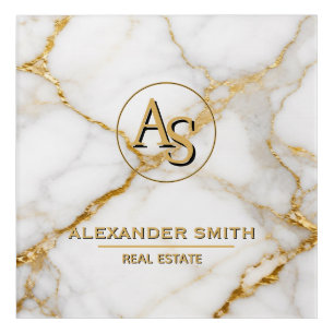 Luxury White Marble Gold Monogram Real Estate Acrylic Print