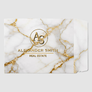 Luxury White Marble Gold Monogram Real Estate Envelope Mailers