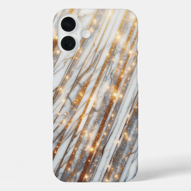Luxury White Marble Phone Case with Sparkling Gold (Back)