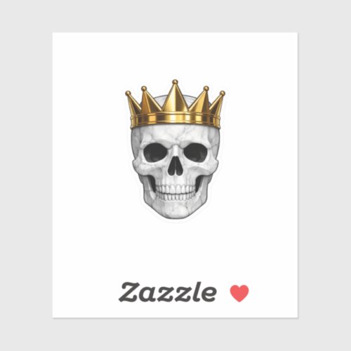 Luxury White Marble Skull Gold Crown Sticker Execu