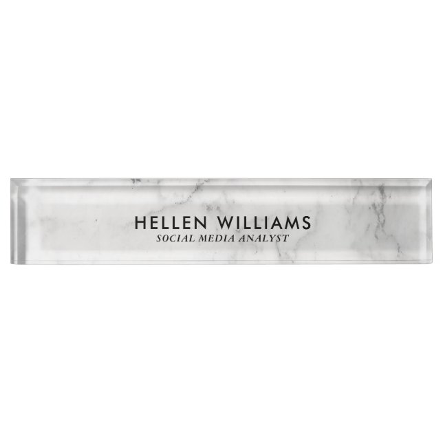 Luxury White Marble Stone Desk Name Plate (Front)