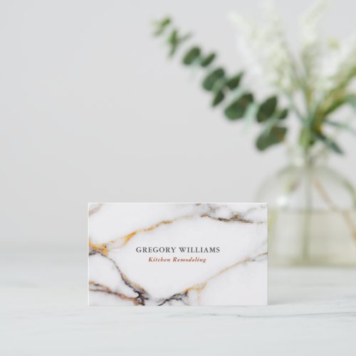 Luxury white marble texture gold and gray accents business card