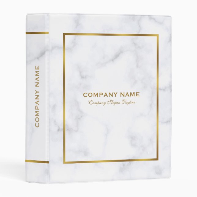 Luxury white marble Texture Simple Gold Frame Mini Binder (Front/Spine)