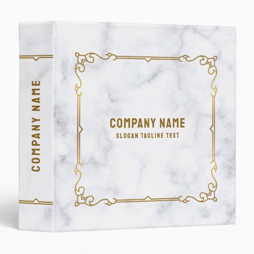 Luxury white marble with vintage gold frame 3 ring binder
