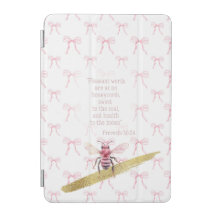 Luxury White Pink Coquette Grid Scripture Pink Bee