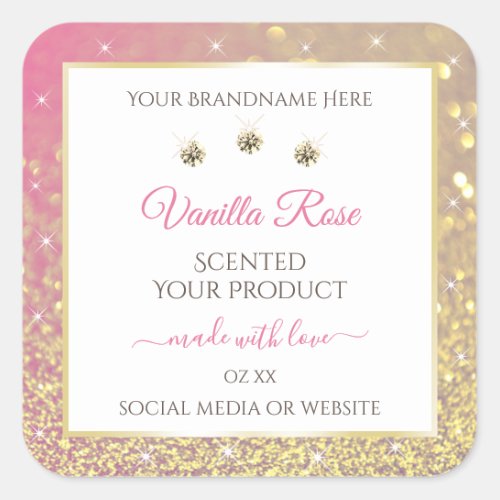 Luxury White Pink Gold Glitter Product Labels