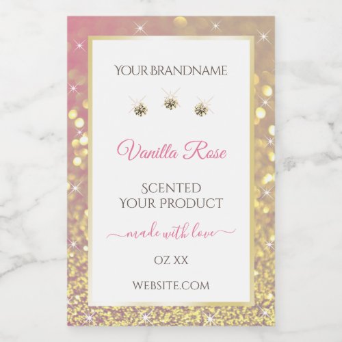 Luxury White Pink Gold Glitter Product Labels